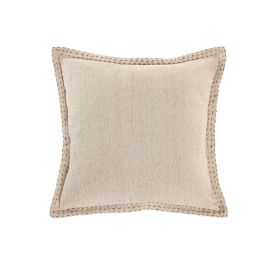 DKD Home Decor Cojín Tradicional India Lino Algodón Velvet Beige 50 x 50 cm (2 Unidades)