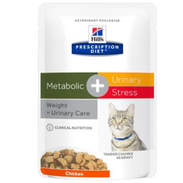 Hill's Hpd Feline C-D Urinary Stress Metabolic Pouch Alimento Húmedo para Gatos Pack 12 Sobres x 85 gr Precio: 25.4999998. SKU: B19VPJ67LL