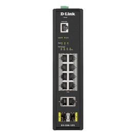 D-Link Switch Industrial 200 gr - 12Ps 12 Puertos Gestionado, 10 Puertos Gigabit Ethernet, 2 Puertos SFP, PoE 240W, Montaje en Rack y Carril DIN, Rango de Temperatura -40 a 65°C
