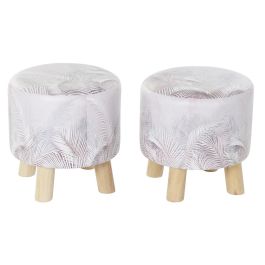 Reposapies Tropical DKD Home Decor Gris 30 x 30 x 30 cm (2 Unidades)