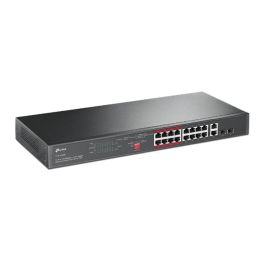 TP-Link TL-SL1218MP Switch PoE No Administrado Gigabit Ethernet 1U Negro con 16 Puertos PoE+ y 2 Puertos Gigabit