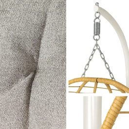 PALAVA Silla colgante tipo huevo - Estructura de acero - Tejido de ratán sintético - P95 x A98 x H200 cm