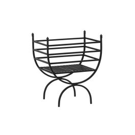 DKD Home Decor Leñera Loft de Acero Negro para Leña de Chimenea y Hogar – 30x48x57 cm (Largo x Ancho x Alto)