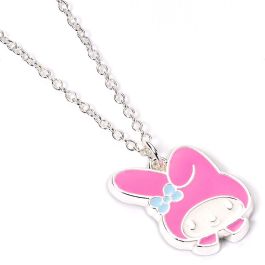 THE CARAT SHOP Colgante My Melody Hello Kitty, metal dorado, esmalte perlado, cadena chapada 40 cm con alargador