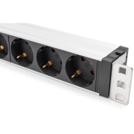 DIGITUS Regleta PDU 1U 6x Schutzkontakt Protección Sobretensión y Filtro de Red 16A 230V para Rack 19" con Cable 2m