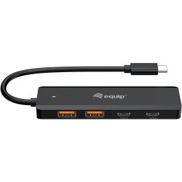Equip 128966 Hub USB 4 Puertos Tipo-C y Tipo-A 3.2 Gen 2 (10Gbps) para PC/Laptop Negro Plug & Play