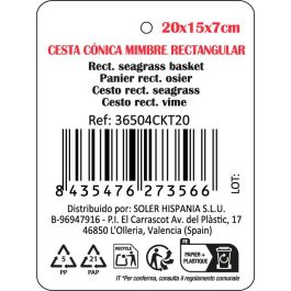 Privilege Cesta Cónica Korn Mimbre Rectangular 20 cm x 15 cm x 7 cm (36 Unidades)