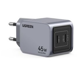 UGREEN 35008 Nexode Pro 45W Dual USB-C GaN Cargador Rápido EU Gris para Móviles y Portátiles