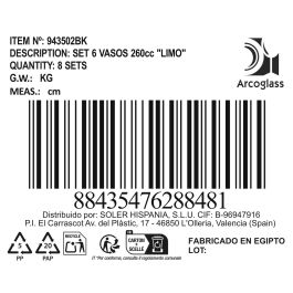 La Mediterranea Set 6 Vasos 260 cc Limo (8 Cajas)