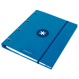 Antartik Carpeta con Recambio A4 Cuadro 5mm Forrada 4 Anillas 25mm Redondas Color Azul Marino 100 Hojas 100g