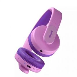 Philips Auriculares Inalambricos TAK4206PK/00 para Niños, Bluetooth, Micrófono, Rosas, 28h Batería, Luces LED, Control Parental