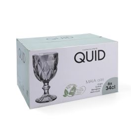 Quid Copa Vidrio Maia 34 cL Azul con relieve (6 Unidades) Apto Lavavajillas y Frigorífico