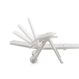 Shaf Tumbona Plegable Antibes Blanco Resina 189x79x94 cm con Ruedas y Respaldo Ajustable