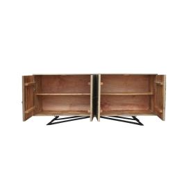DKD Home Decor Buffet Tropical Gris Natural Mango y Metal 4 Puertas 177 x 45 x 74 cm