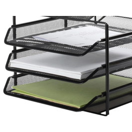 Q-connect KF17296 Bandeja Clasificadora de Sobres Metálica Rejilla Negra 3 Bandejas 300x350x420 mm