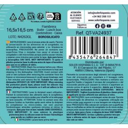 Quttin Fiambrera Cuadrada con Tapa, 750 cc, 16.5 x 16.5 x 6.9 cm (6 Unidades)