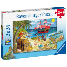 Ravensburger Puzzle Infantil Set de 2 Puzzles 24 Piezas Piratas y Sirenas 4+ Años con 2 Pósteres 05676