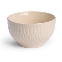 Vessia Bowl de Desayuno de Cerámica Surtido en 2 Colores Claros (Beige y Gris) 650 ml - 14.3 x 14.3 x 8.5 cm (Set de 24)