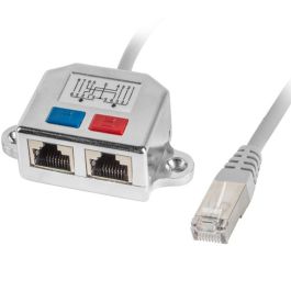 Lanberg Adaptador Splitter Ethernet FTP RJ45, 100 Mbps, Conectores RJ-45 Macho/Hembra, Categoría 5/5e, Blindaje Simple