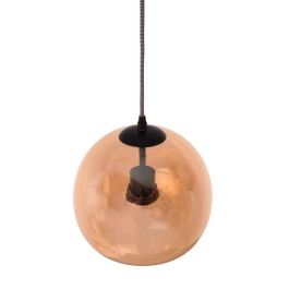 Lámpara Colgante Hialeah SKD-P80005 de Cristal y Metal, Diseño Clásico Años 20 Esférico Azulado, Compatible LED E27
