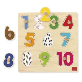 Puzzle encajable numeros, de madera 10 piezas 28x28x2.5 cm goula