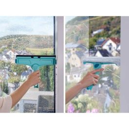 Leifheit 51320 Limpiacristales 4 en 1 con vellón de microfibra, escobilla de 32 cm y limpieza de marcos patentada