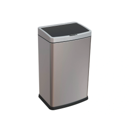 Q-connect Papelera con Sensor Automático, Capacidad 60 Litros, Metal Cromado, 630x270x400 mm