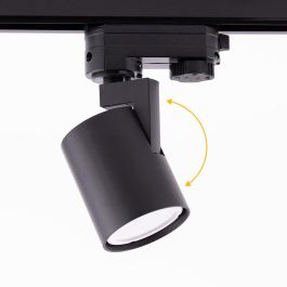 Lumiastra Foco Carril Trifásico GU10 Negro Orientable. Ideal para Iluminación de Salas de Exposiciones, Tiendas y Comercios.