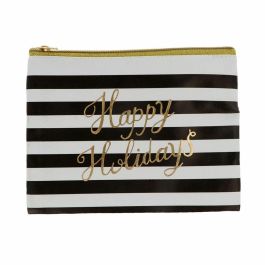 Inca Estuche Neceser Organizador 'Happy Holidays' Rayas Blanco/Negro Diseño Elegante con Cremallera Dorada 21,5x15 cm (1 unidad) Precio: 4.49999968. SKU: B15Q58PVA9