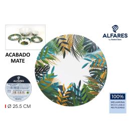 Plato Llano Melamina Tropic 25.5 cm Alfares Mate (24 Unidades)