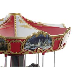 DKD Home Decor Carrusel de Navidad Tradicional con Movimiento Musical y Luces LED, de Resina y PVC Multicolor, 30x30x30 cm
