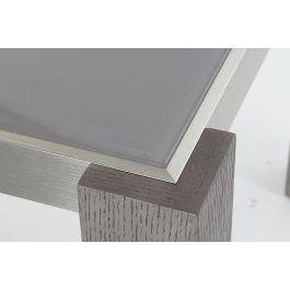 DKD Home Decor Mesa de Comedor Moderna Gris de Cristal Templado, Roble y Aluminio, 92 cm Largo x 162 cm Ancho x 74 cm Alto