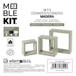 Moblekit Set 3 Estantes Flotantes Negros 25x25x9 cm, 20x20x9 cm, 15x15x9 cm (4 Unidades)