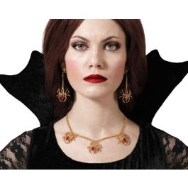 Set de collar y pendientes de araña dorados con piedras rojas - Ideal para looks góticos y fiestas temáticas Precio: 2.50000036. SKU: B1GKZPHXS4
