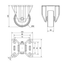 Ruedas Alex Rueda Fija Poliamix con Placa y Eje Liso Blanca 130 kg Ø 8 cm