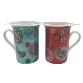 DKD Home Decor Mug Infusiones Moderno Turquesa Rojo Porcelana 8.5 x 11 x 11 cm (12 Unidades) Precio: 44.98999978. SKU: B15EX62RBD