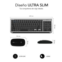 SUBBLIM Teclado con Ratón Bluetooth + 2.4G Combo Dual Prestige Extendido Gris/Negro SUBBLIM Teclado con Ratón Bluetooth + 2.4G Combo Dual Prestige Extendido Gris/Negro