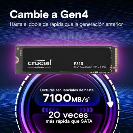 Crucial Disco Duro Interno SSD 4TB M.2 2280 NVMe PCIe 4.0 7100 MB/s Lectura 6000 MB/s Escritura
