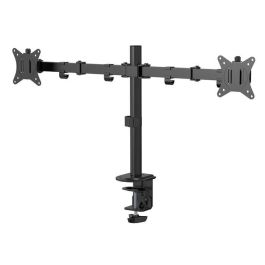 eSTUFF Soporte de escritorio doble para monitor ergonómico, inclinable, giratorio, con ajuste de altura, VESA, gestión de cables