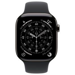 Apple Watch S11 Titan Schiefer Cellular 46mm Reloj Inteligente con Correa Deportiva Negra M/L