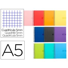 Cuaderno Espiral Liderpapel A5 Crafty Tapa Forrada 80H 90 gr Cuadro 5 mm Con Margen Colores Surtidos Precio: 3.0250004356. SKU: B1GE3BFHH8