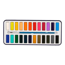 Liderpapel Acuarela con Pincel, Estuche Metálico, 24 Colores Surtidos, Ideal para Artistas