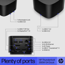 HP Thunderbolt Dock 280W G4 w/Combo Cable para Portátiles, Alta Productividad y Conectividad