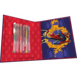 KIDS LICENSING Set Papelería Spiderman Marvel con Cuaderno y Bolígrafos de Gel - 18,5x23x2,5cm