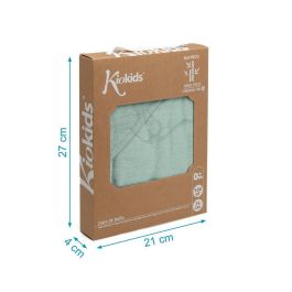 KioKids Toalla Baño Bebé 100% Bambú con Capucha, Suave, Absorbente y Termo Climática para Piel Sensible, Color Sage 76x76 cm