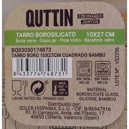 Quttin Tarro Boro Cuadrado Bambú 10.2x28 cm 2150 ml (12 Unidades)