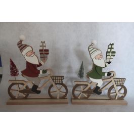 DKD Home Decor Figura Navidad Tradicional con Papanoel y Bicicleta, Adorno MDF Rojo, Verde y Blanco, 4.5x25x24 cm (Pack 12 Unidades) Precio: 45.78156. SKU: B18KZSBESN