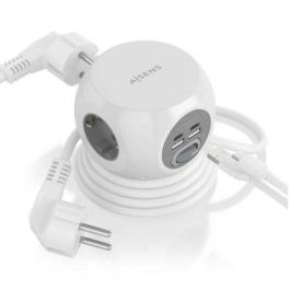 AISENS - REGLETA DE ENCHUFES SOBREMESA MULTIFUNCION CON 3 TOMAS + 2xUSB-C, 2xUSB-A, 1.4M, BLANCO