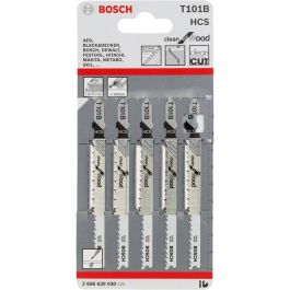 Bosch 2 608 630 030 - Hojas de Sierra de Vaivén T 101 B para Aglomerado, Plástico, Madera Contrachapada, Madera Blanda - 5 Unidades