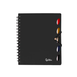Liderpapel Cuaderno espiral A5 Micro Executive tapa plástico 100 hojas 80gr cuadro 5mm con gomilla negro